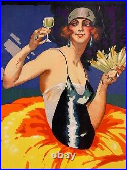 Affiche ART DECO de 1925 ENTOILEE FAP' ANIS par DELVAL en 120 X 160 CMS