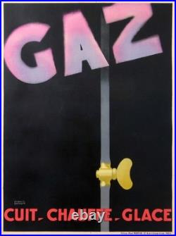 Affiche Ancienne Art Deco Francis Bernard 1928 Gaz, Cuit Chauffe Glace