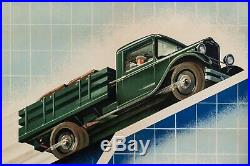 Affiche Art Deco Automobile Raoul Auger Camions Ford Industriel 1927