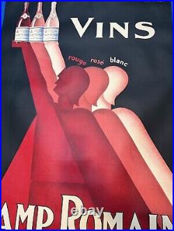 Affiche Art Deco Originale Gadoud Camp Romain Vin Provence Syrah 1930