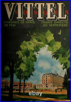 Affiche Art Deco Vittel Vosges Le Casino Le Parc Le Grand Hotel 1920 Edition Ch