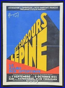 Affiche CONCOURS LEPINE 1933 illustrateur MONTGARCON poster Art Déco 29x40cm