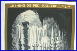 Affiche L'aven Armand Chemin Fer MIDI Poplm Gorges Tarn Eiffel 1930 Art Deco 48