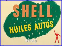 Affiche Originale Art Deco Auto Shell Carburant Huile Essence Lévrier 1925