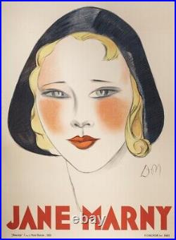 Affiche Originale Art Déco Jean Don Jane Marny Actrice France 1930