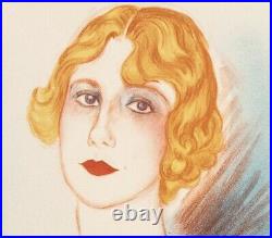 Affiche Originale Art Deco Vertès Simone Frévalles Actrice Perles 1922