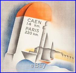 Affiche Originale Art Deco Willy Mucha Ouistreham Normandie Voile 1934