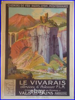 Affiche PLM lithographie 1925 Art Déco etoilée chemin fer Vivarais Julien Lacaze