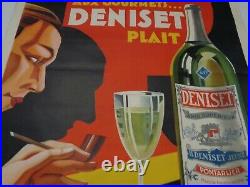 Affiche ancienne DENISET PONTARLIER DOUBS ABSINTHE LITHO 1930 ART DECO