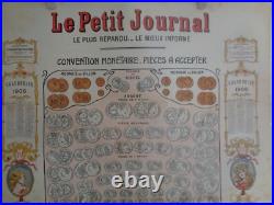 Affiche le petit journal 1906 Monnaie Pièce OR Femme Art Deco style Mucha