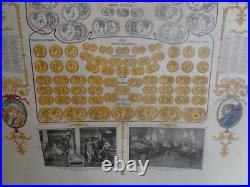 Affiche le petit journal 1906 Monnaie Pièce OR Femme Art Deco style Mucha