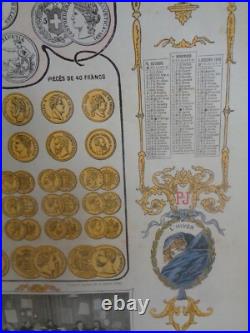 Affiche le petit journal 1906 Monnaie Pièce OR Femme Art Deco style Mucha