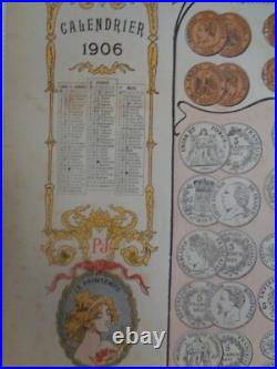 Affiche le petit journal 1906 Monnaie Pièce OR Femme Art Deco style Mucha