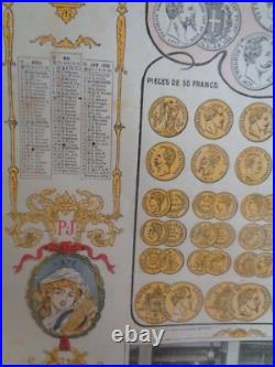 Affiche le petit journal 1906 Monnaie Pièce OR Femme Art Deco style Mucha