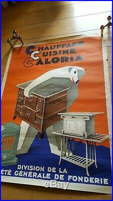 Affiche lithographiée art déco signe Favre pour les cuisines Caloria (ours)