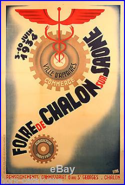 Affiche originale, Foire de Chalon sur Saone. 1934. Art Déco