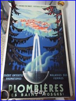 Affiche originale Plombieres les bains Senechal 1939 style art deco