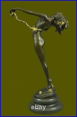 Américain Art Nouveau Bronze Sculpture Vigne Par Harriet Frishmuth Doré Déco Art