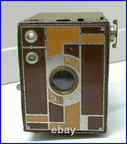 Ancien Appareil Photo Beau Brownie Eastman Kodak Marron Art Deco Collection