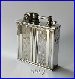 Ancien Briquet a essence semi automatic Art Deco Lancel Petrol Desc lighter