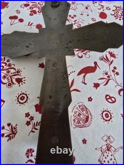 Ancien Crucifix Art-deco Christ En Bronze