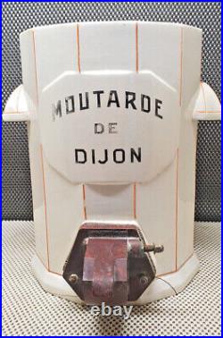 Ancien Rare et Grand Distributeur à Moutarde de Dijon 30 cm Digoin Art Déco