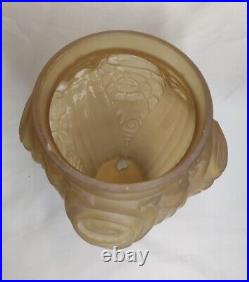 Ancien Vase Opaline Jaune Art Déco Verre Moulé 1930/1940 Collection Rare H 31 Cm