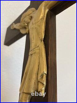 Ancien crucifix Croix Bronze doré Art-déco 1950's