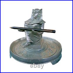 Ancien encrier ART DECO pharaon égypte toutankamon metal chromé 1930 écriture