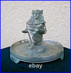 Ancien encrier ART DECO pharaon égypte toutankamon metal chromé 1930 écriture