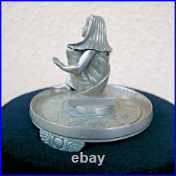 Ancien encrier ART DECO pharaon égypte toutankamon metal chromé 1930 écriture