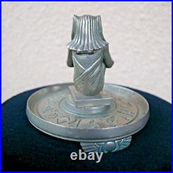 Ancien encrier ART DECO pharaon égypte toutankamon metal chromé 1930 écriture