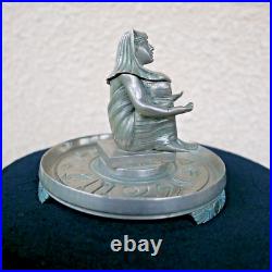 Ancien encrier ART DECO pharaon égypte toutankamon metal chromé 1930 écriture Ancien encrier ART DECO pharaon égypte toutankamon metal chromé 1930 écriture