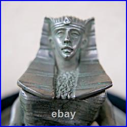 Ancien encrier ART DECO pharaon égypte toutankamon metal chromé 1930 écriture
