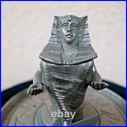 Ancien encrier ART DECO pharaon égypte toutankamon metal chromé 1930 écriture Ancien encrier ART DECO pharaon égypte toutankamon metal chromé 1930 écriture