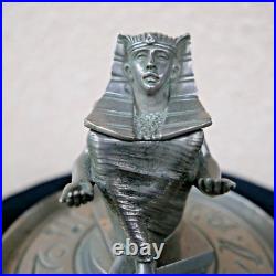 Ancien encrier ART DECO pharaon égypte toutankamon metal chromé 1930 écriture