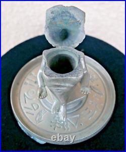 Ancien encrier ART DECO pharaon égypte toutankamon metal chromé 1930 écriture