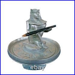 Ancien encrier ART DECO pharaon égypte toutankamon metal chromé 1930 écriture