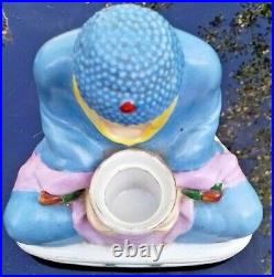 Ancien encrier art déco, bouddha en porcelaine début 20 ème