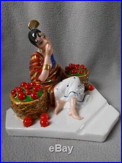 Ancien encrier femme art deco A. GODARD Etling sculpture en porcelaine statuette