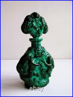 Ancien flacon de parfum en verre jade tchèque ART DECO Hoffman Schlevogt chér