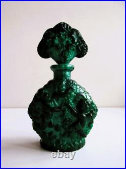 Ancien flacon de parfum en verre jade tchèque ART DECO Hoffman Schlevogt chér