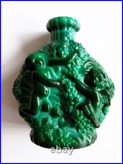 Ancien flacon de parfum en verre jade tchèque ART DECO Hoffman Schlevogt chér