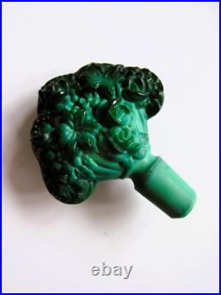 Ancien flacon de parfum en verre jade tchèque ART DECO Hoffman Schlevogt chér