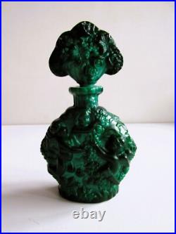 Ancien flacon de parfum en verre jade tchèque ART DECO Hoffman Schlevogt chér