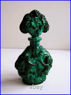 Ancien flacon de parfum en verre jade tchèque ART DECO Hoffman Schlevogt chér