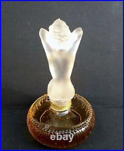 Ancien flacon de parfum epoque art deco bouchon femme nue dépoli style Lalique