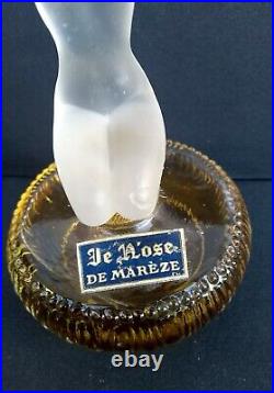 Ancien flacon de parfum epoque art deco bouchon femme nue dépoli style Lalique