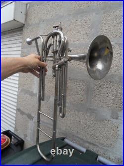Ancien instrument musique Trombone a 4 pistons P. Senecaut deco collection
