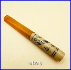 Ancien objet du fumeur porte cigarette Art Déco ambre et argent Turquie
